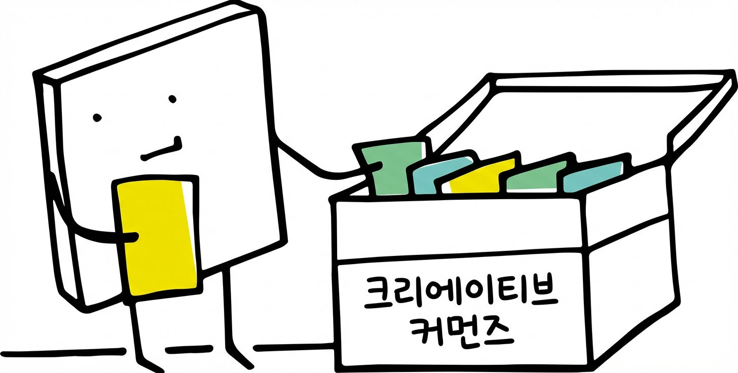 프롬프트를 보관 상자에 분류하는 장난스러운 만화 캐릭터