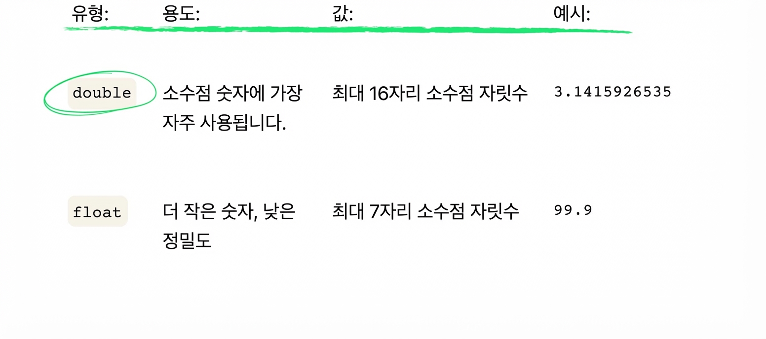 double이 더 자주 사용됨