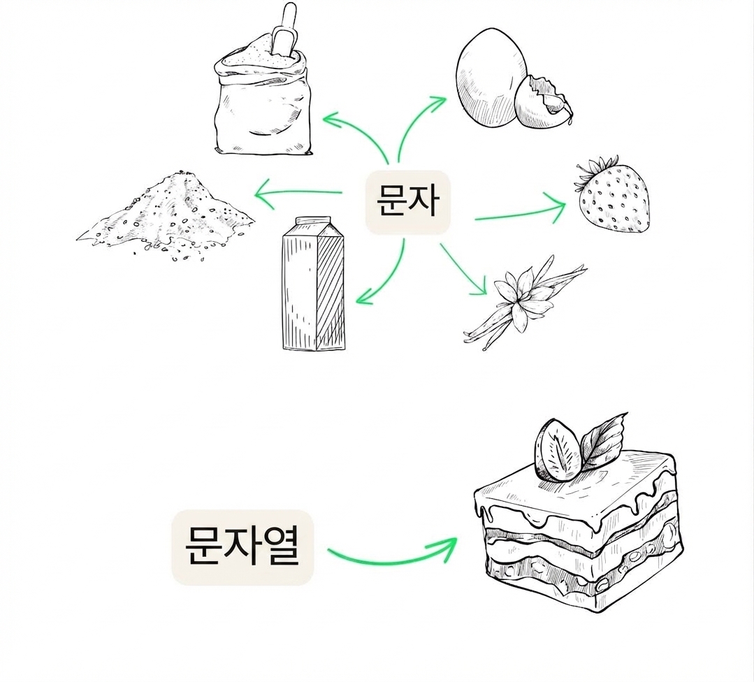 원시 타입은 재료, String은 그 재료로 만든 요리와 같습니다