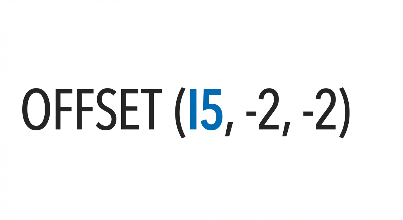 위 셀 집합을 기반으로 한 Excel OFFSET 함수 예시