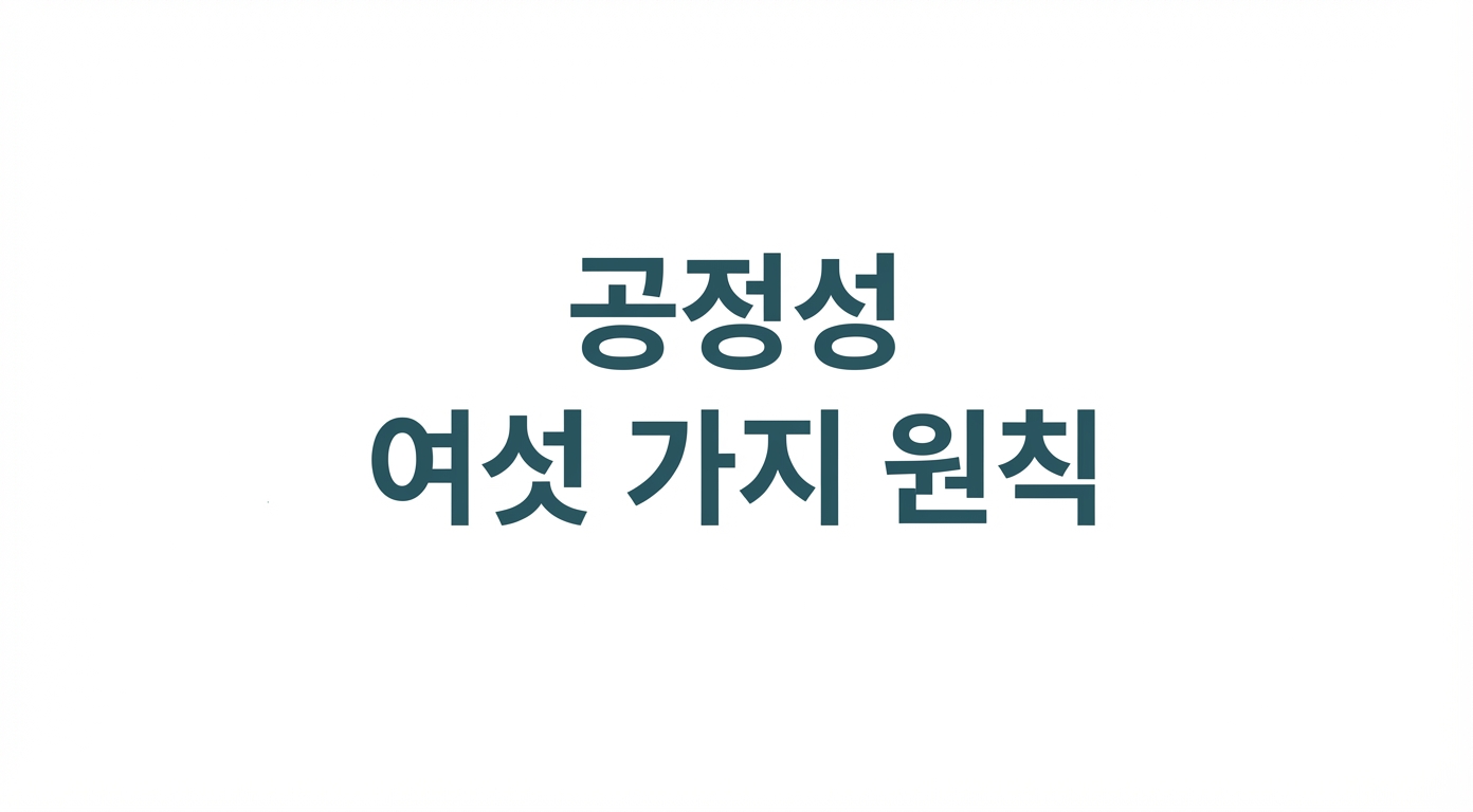 "6가지 원칙" 텍스트와 해당 원칙을 나타내는 용어: 공정성