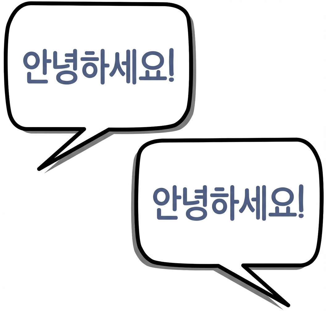 영어 hello를 스페인어로 번역하는 그림.