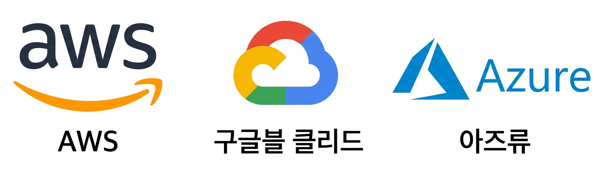 AWS, GCP, Azure 클라우드 로고