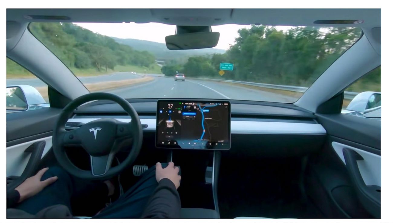 An image showing Tesla's self-drive car.