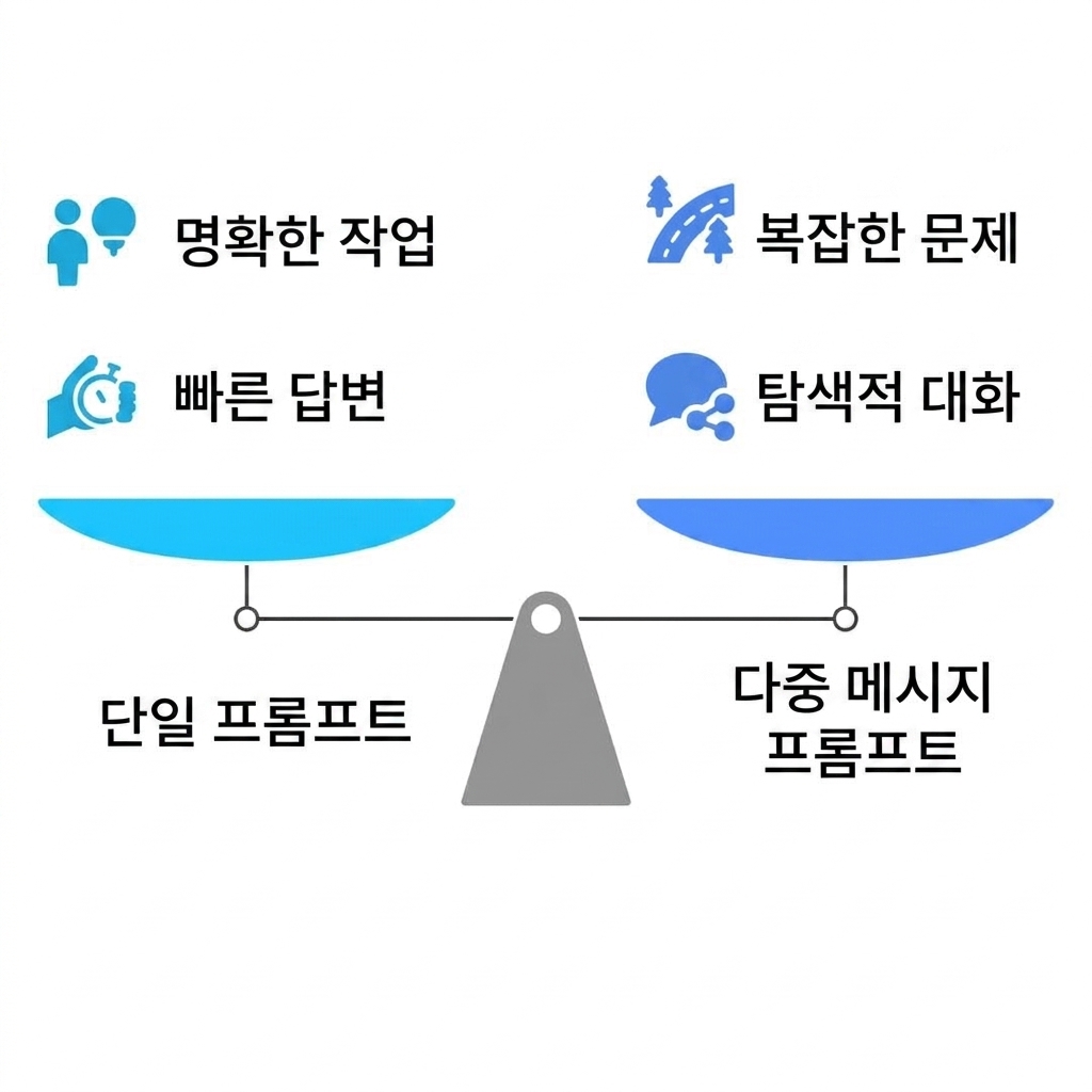 A diagram comparing single vs. multi-message prompts