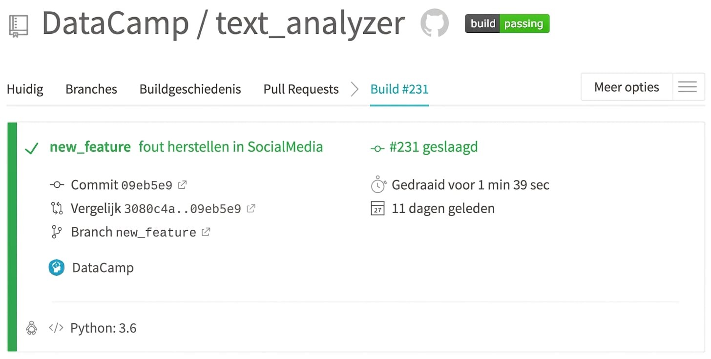 Voorbeeld Travis Output - Geslaagd