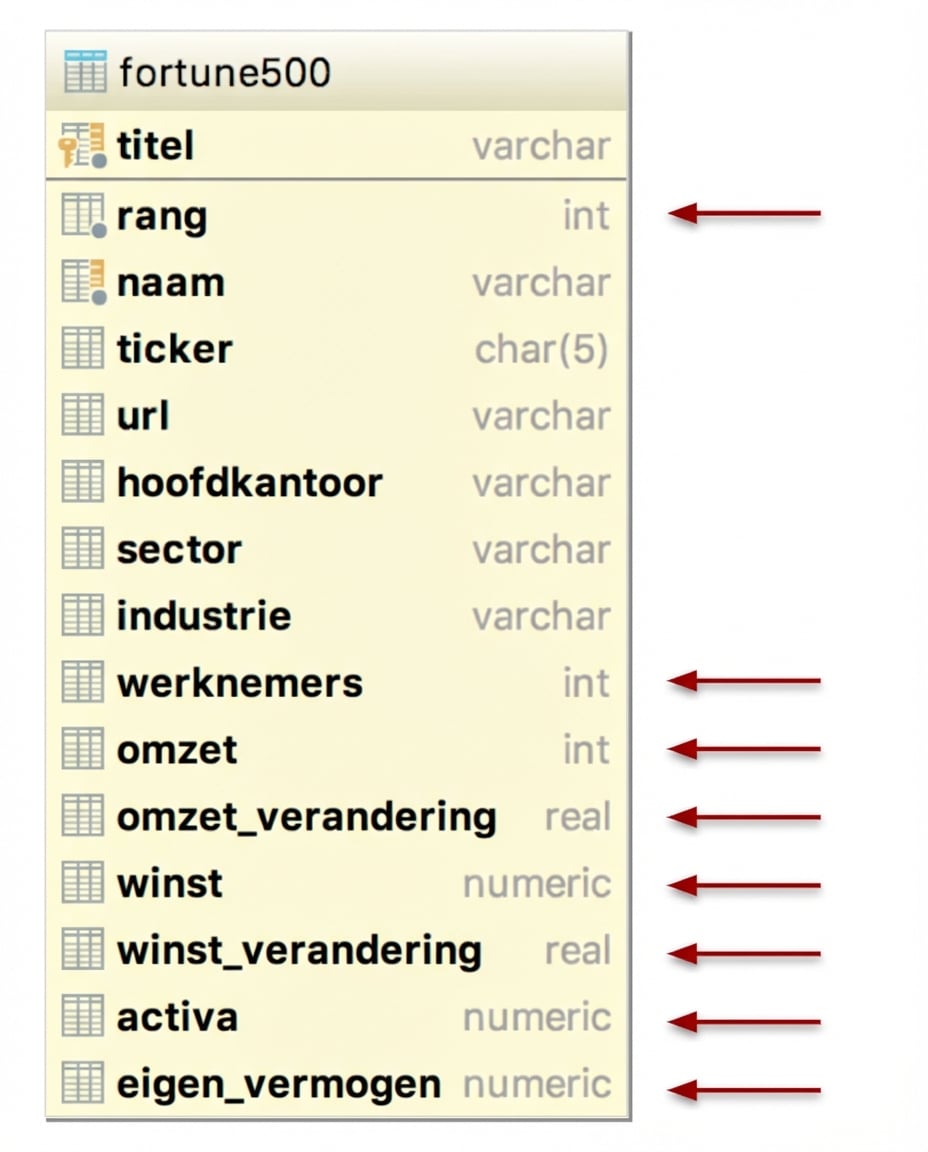 Fortune 500-databasetabel