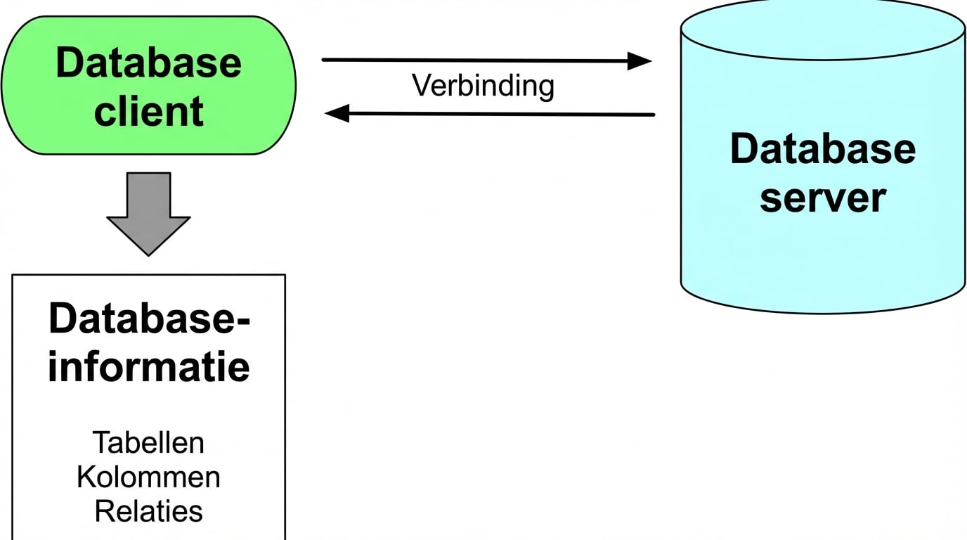 Databaseclient maakt verbinding met databaseserver