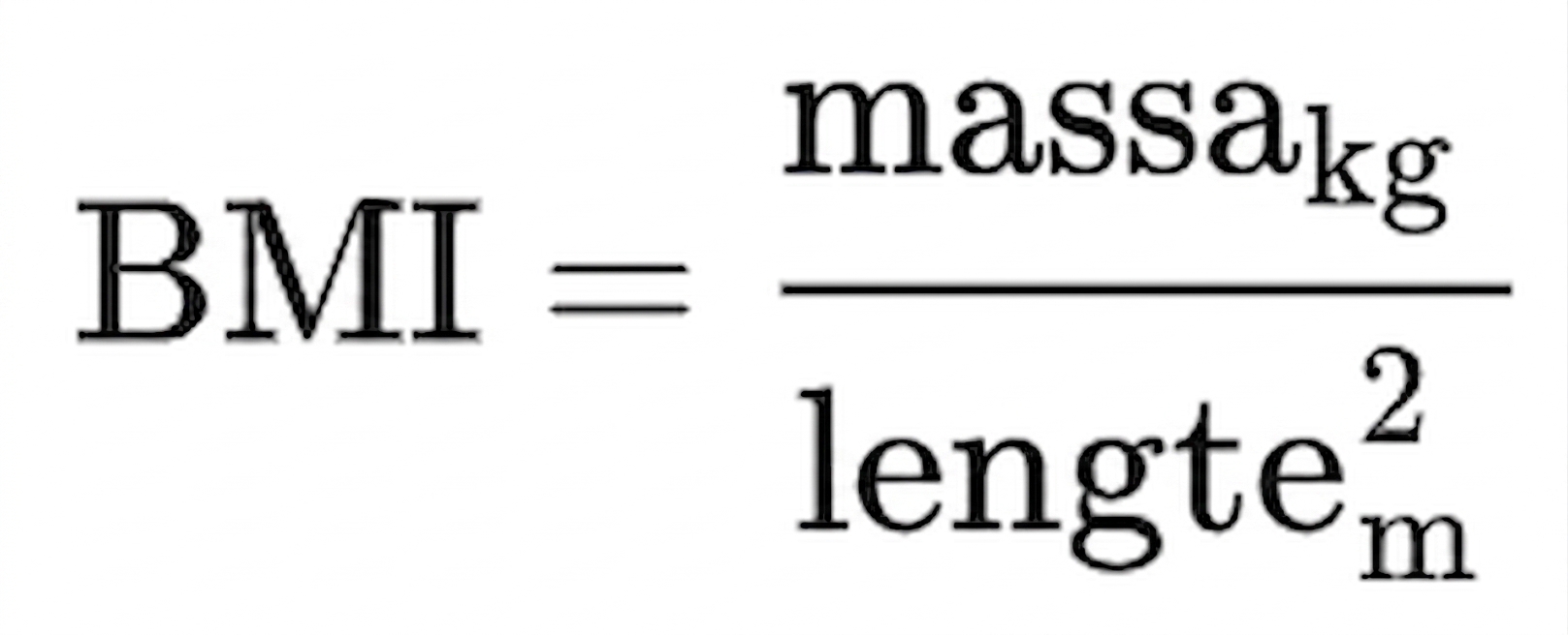 BMI = massa(kg) / lengte(m)^2