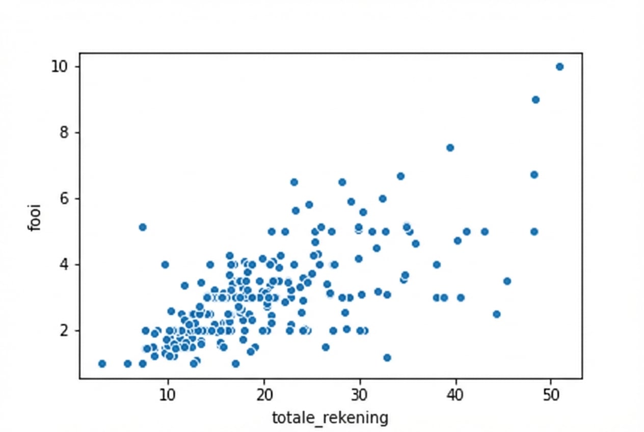 Spreidingsdiagram van totaalrekening vs. fooi
