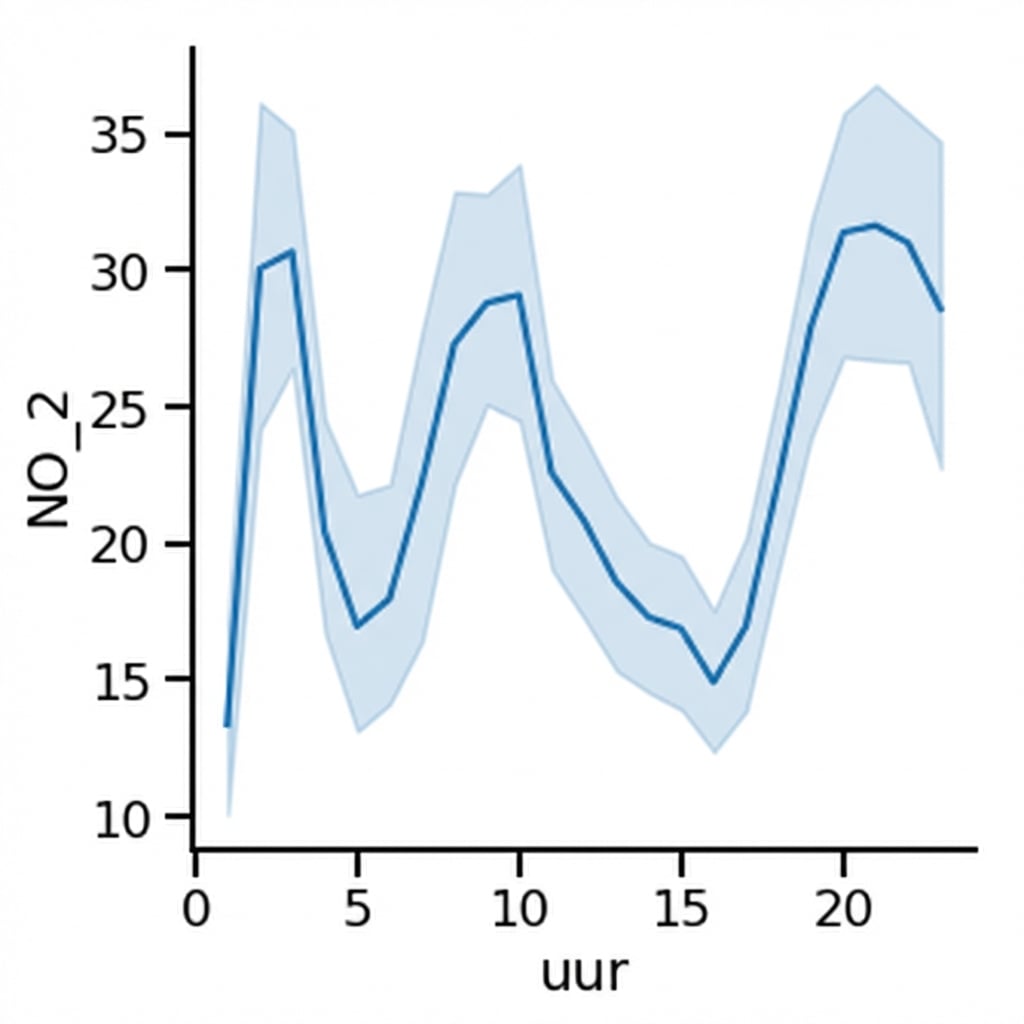 Lijndiagram van stikstofdioxide door de tijd