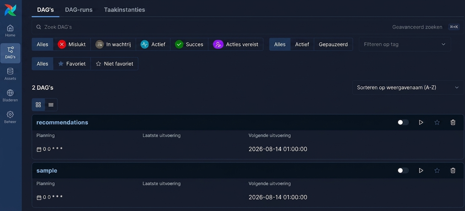 Schermafbeelding van Airflow-UI