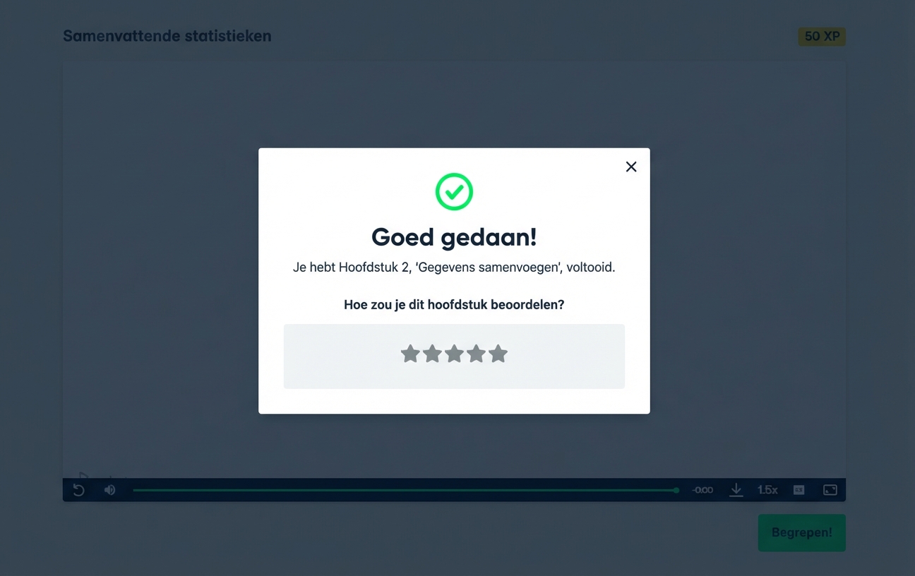Beoordelingsscherm bij DataCamp
