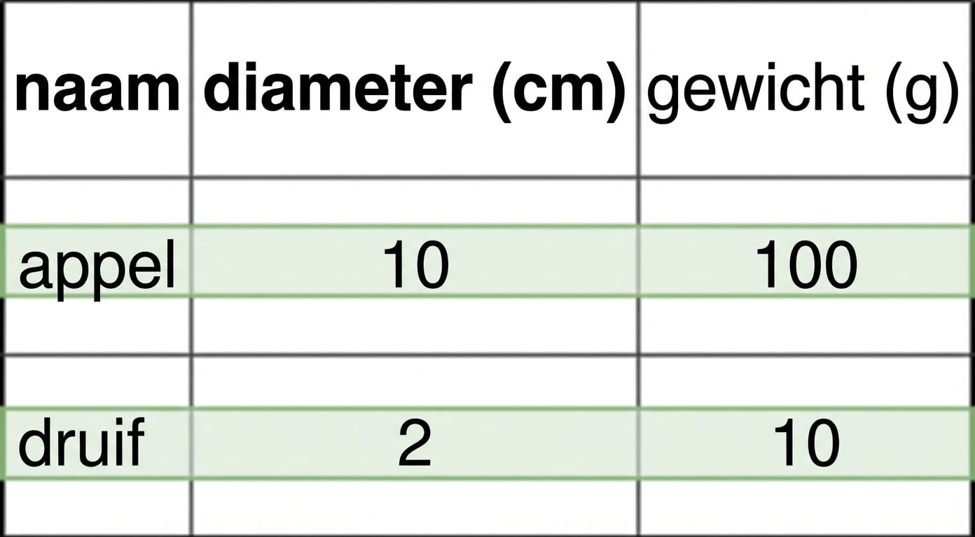 Voorbeeld van rij-georiënteerde opslag