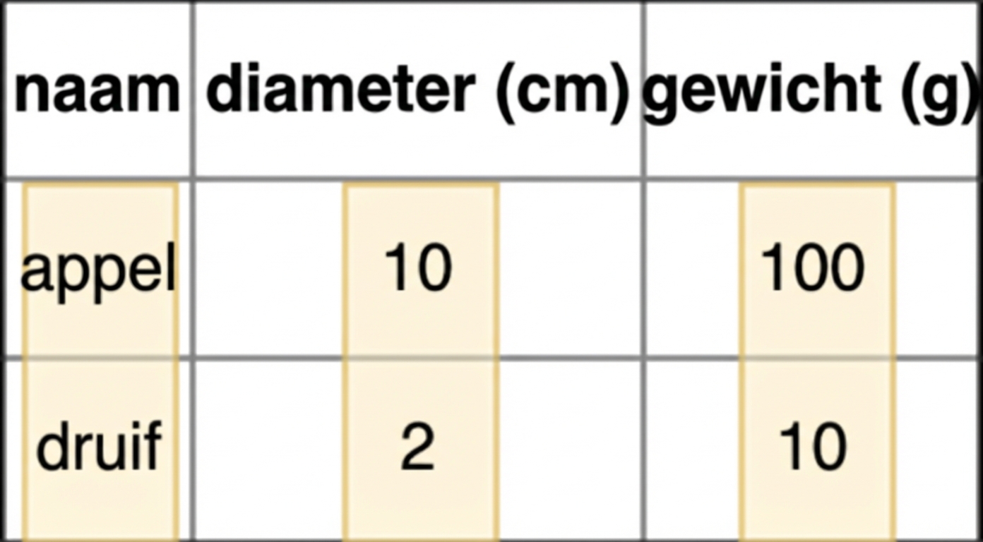 Voorbeeld van kolom-georiënteerde opslag