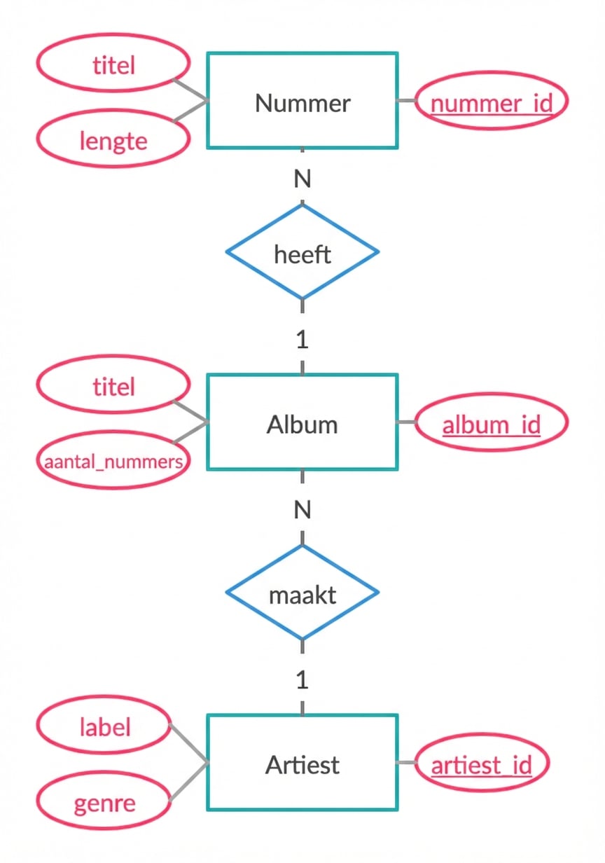 ER-diagram van het liedjesvoorbeeld