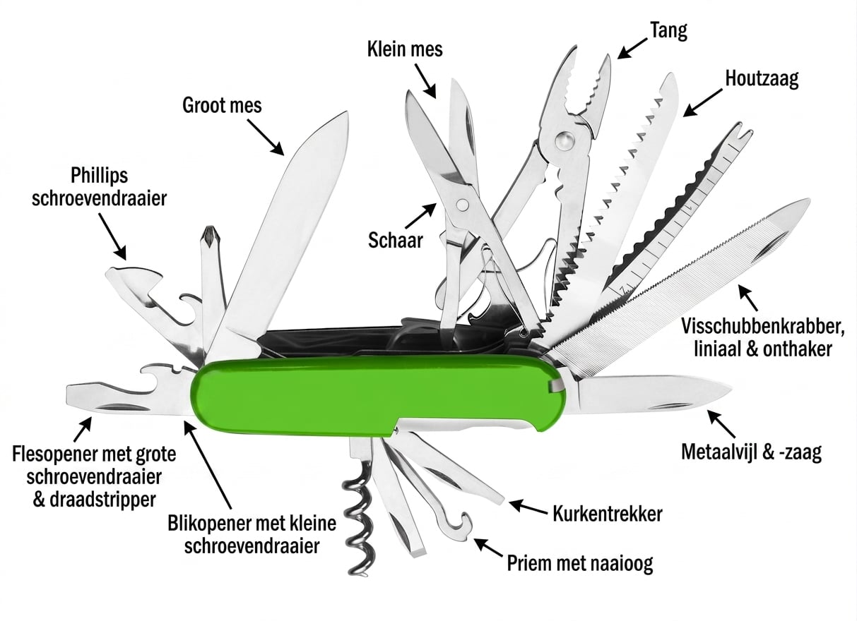 Een groen Zwitsers zakmes