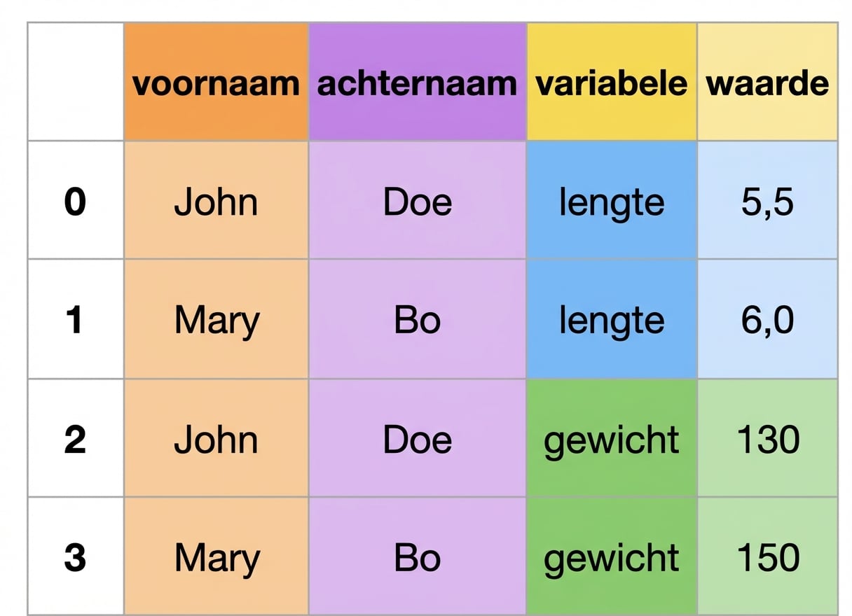 Data in lang formaat