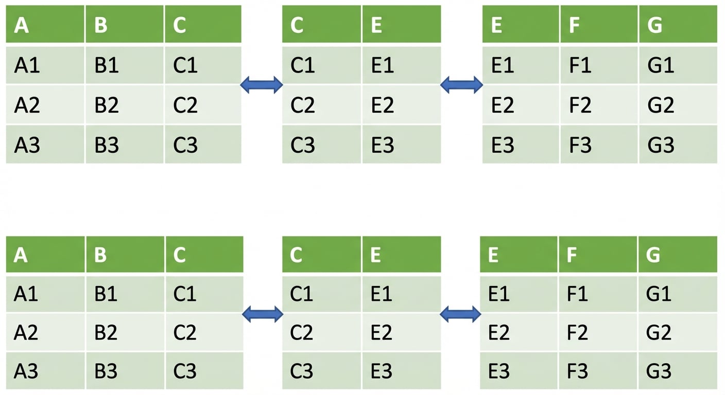 Afbeelding van drie DataFrames horizontaal samengevoegd