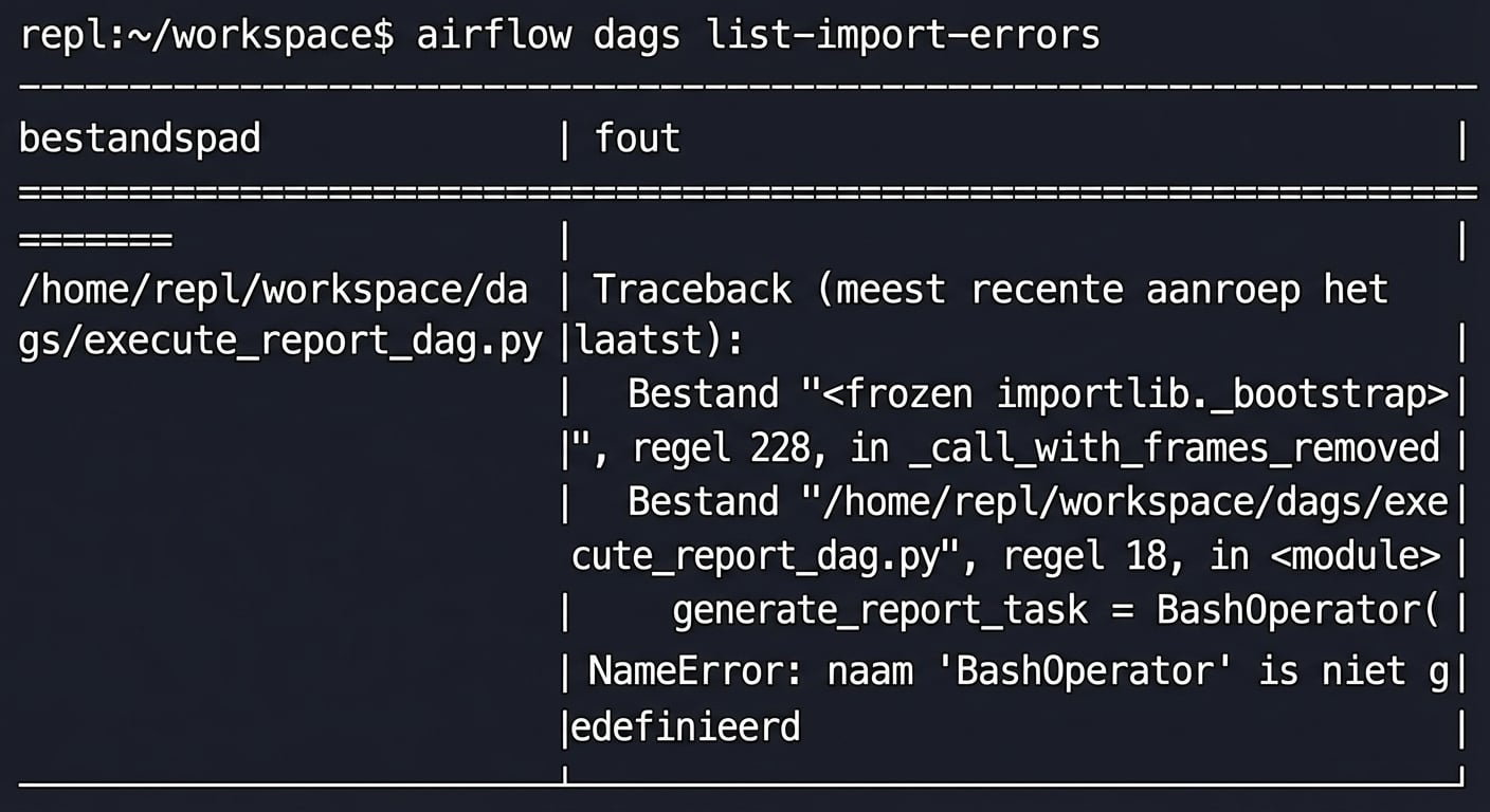 airflow dags list-import-errors met fouten