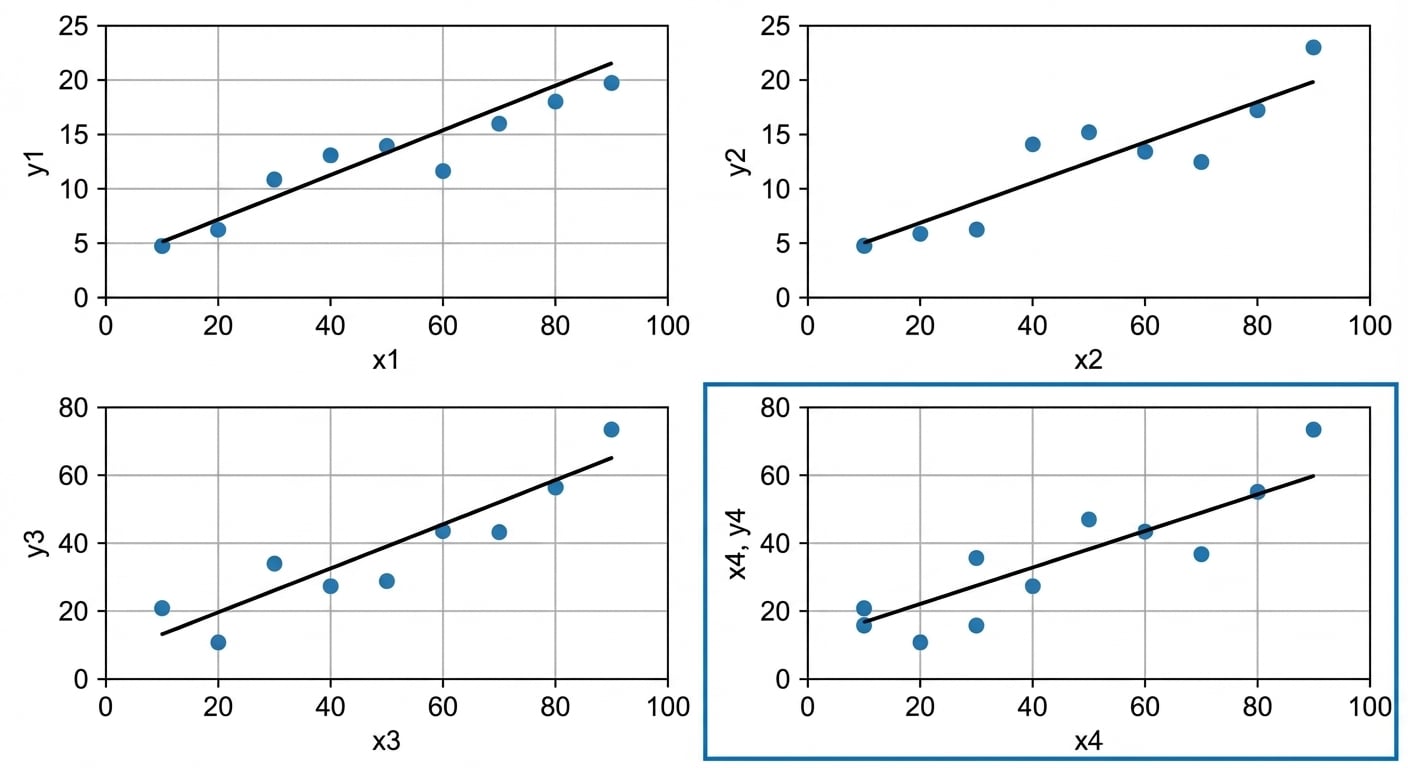 Anscombe's correlatie wijkt af