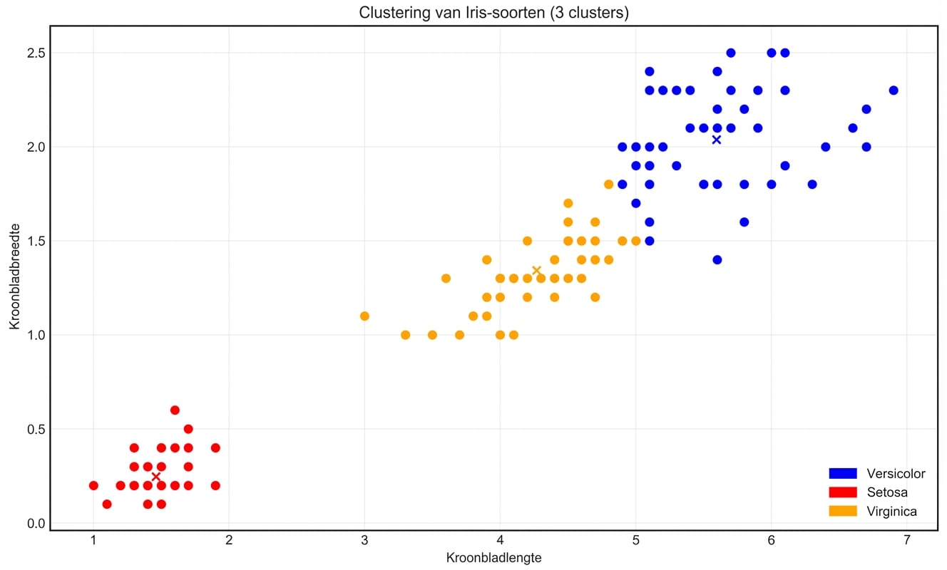 iris clustering met legenda