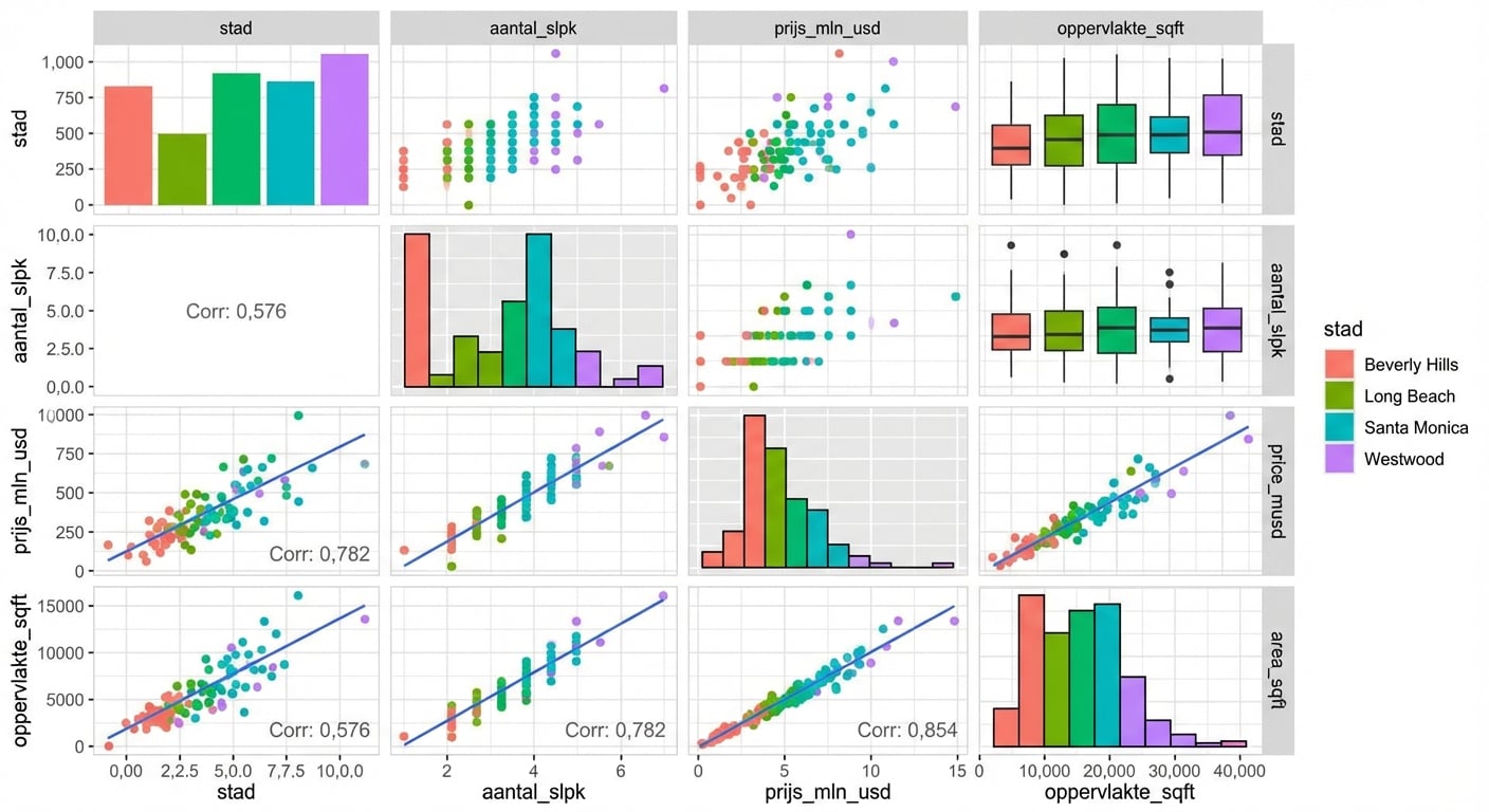 Pairplot van huizenprijzen in LA