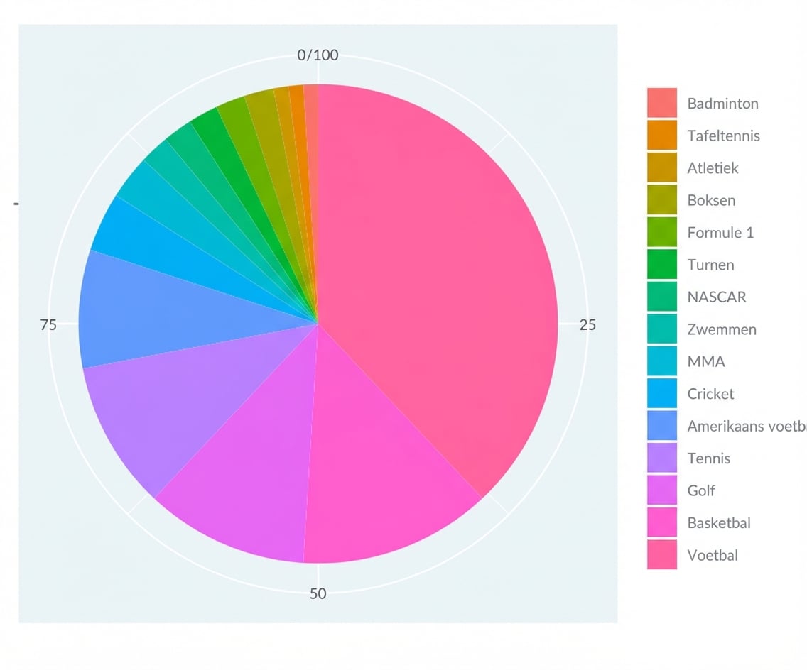 Cirkeldiagram van beroemde atleten per sport