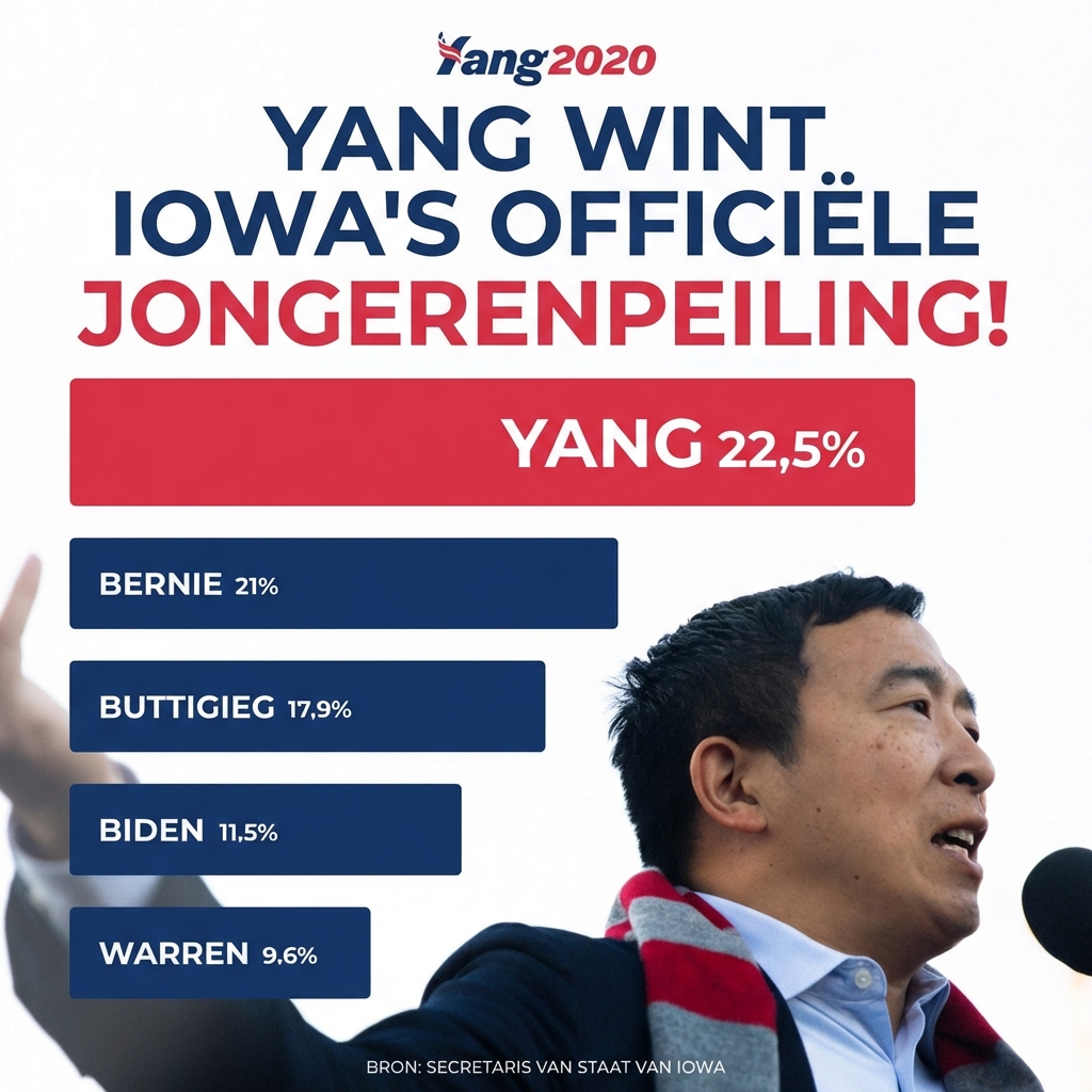 Een promoposter van Andrew Yangs campagne met een staafdiagram. De staven zijn niet proportioneel aan de getallen erop.