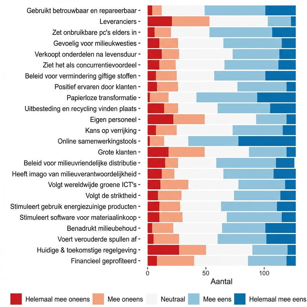 Likert-staafdiagram van enquête