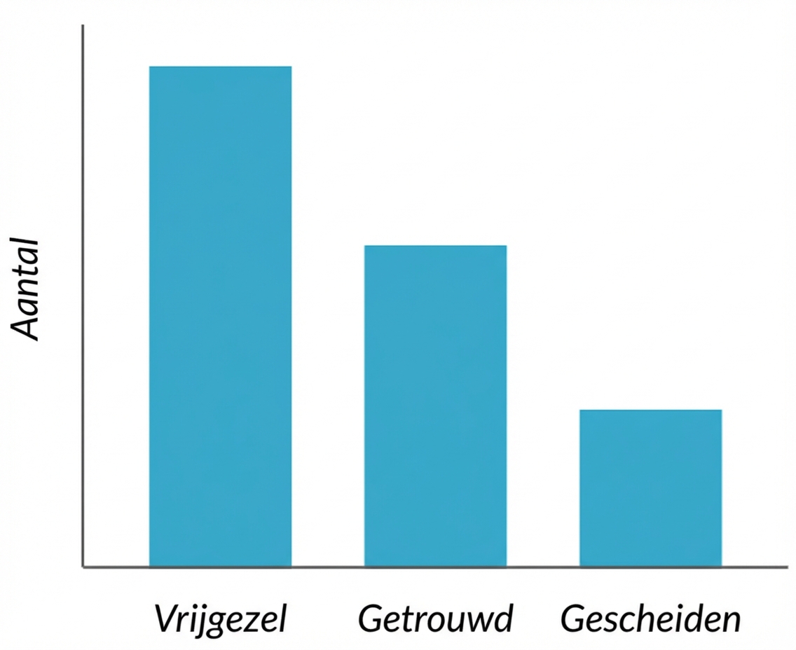 staafdiagram van aantallen naar burgerlijke staat