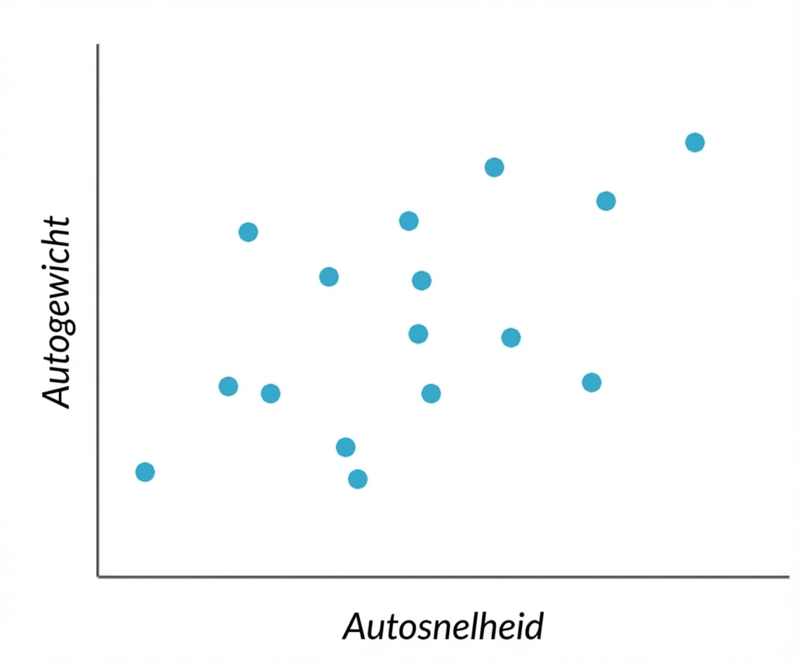 spreidingsdiagram van autosnelheid vs autogewicht