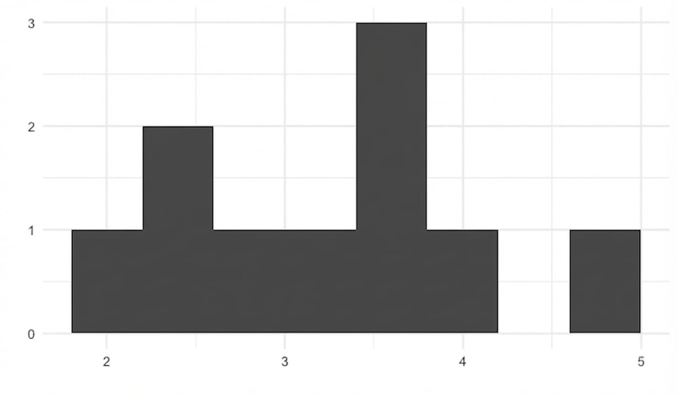 histogram van 10 steekproefgemiddelden
