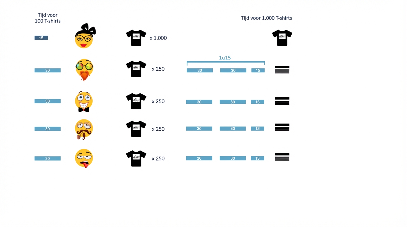 junior verkoopmedewerkers klaar in 1 uur en 15 minuten