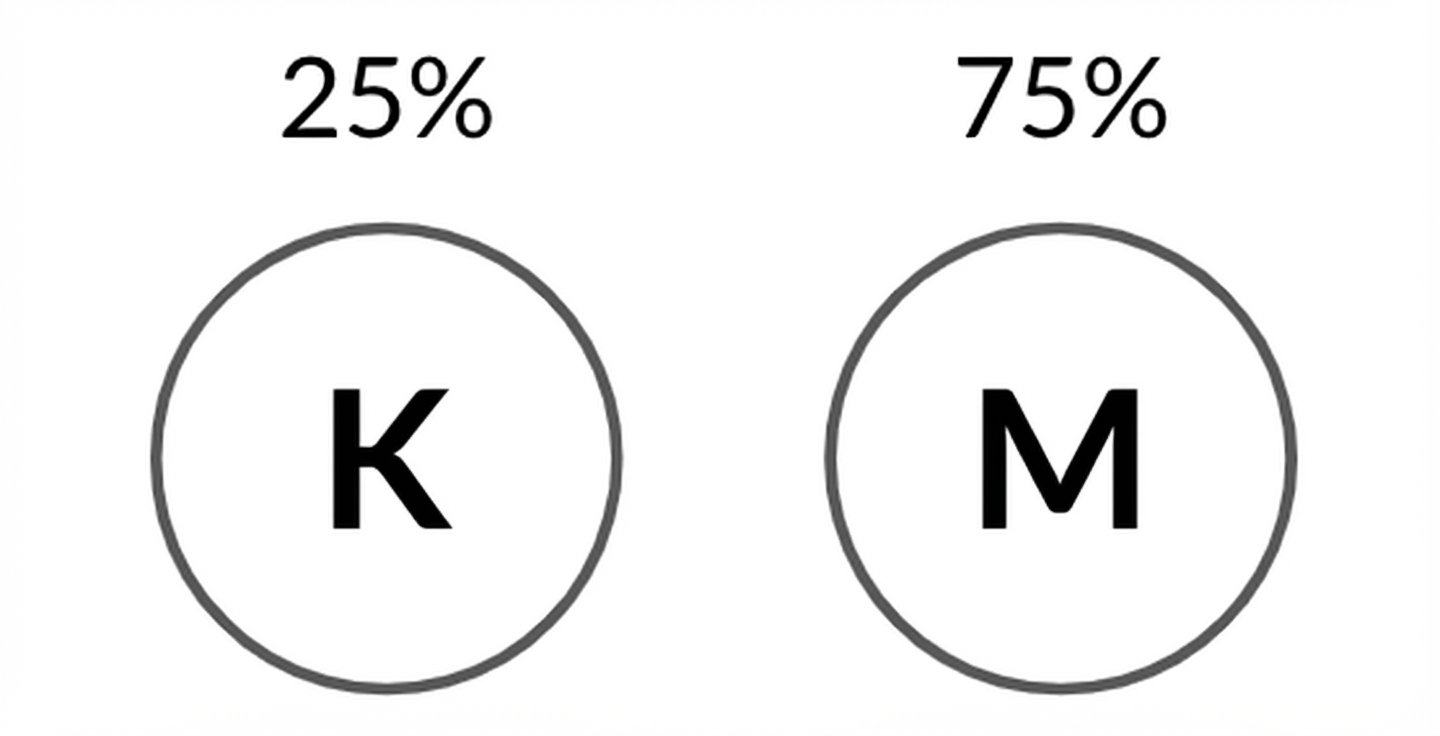 Afbeelding van kop met 25% kans en munt met 75% kans