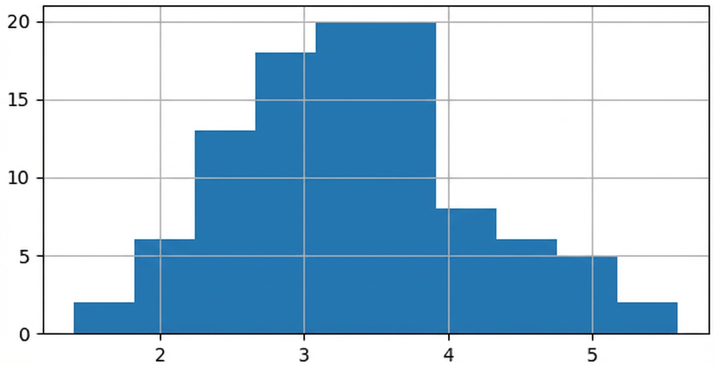 histogram van 100 steekproefgemiddelden