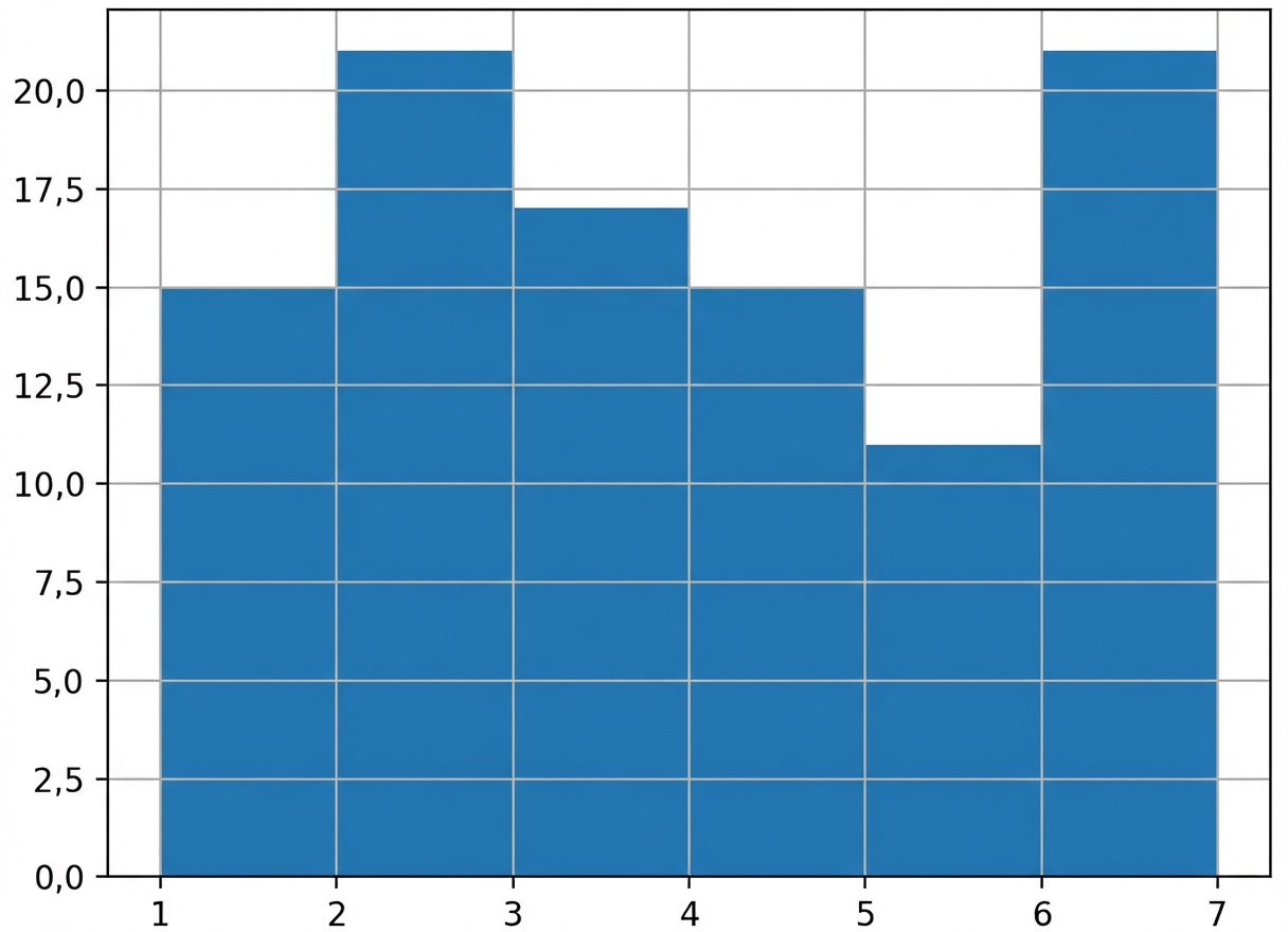 histogram van 100 worpen