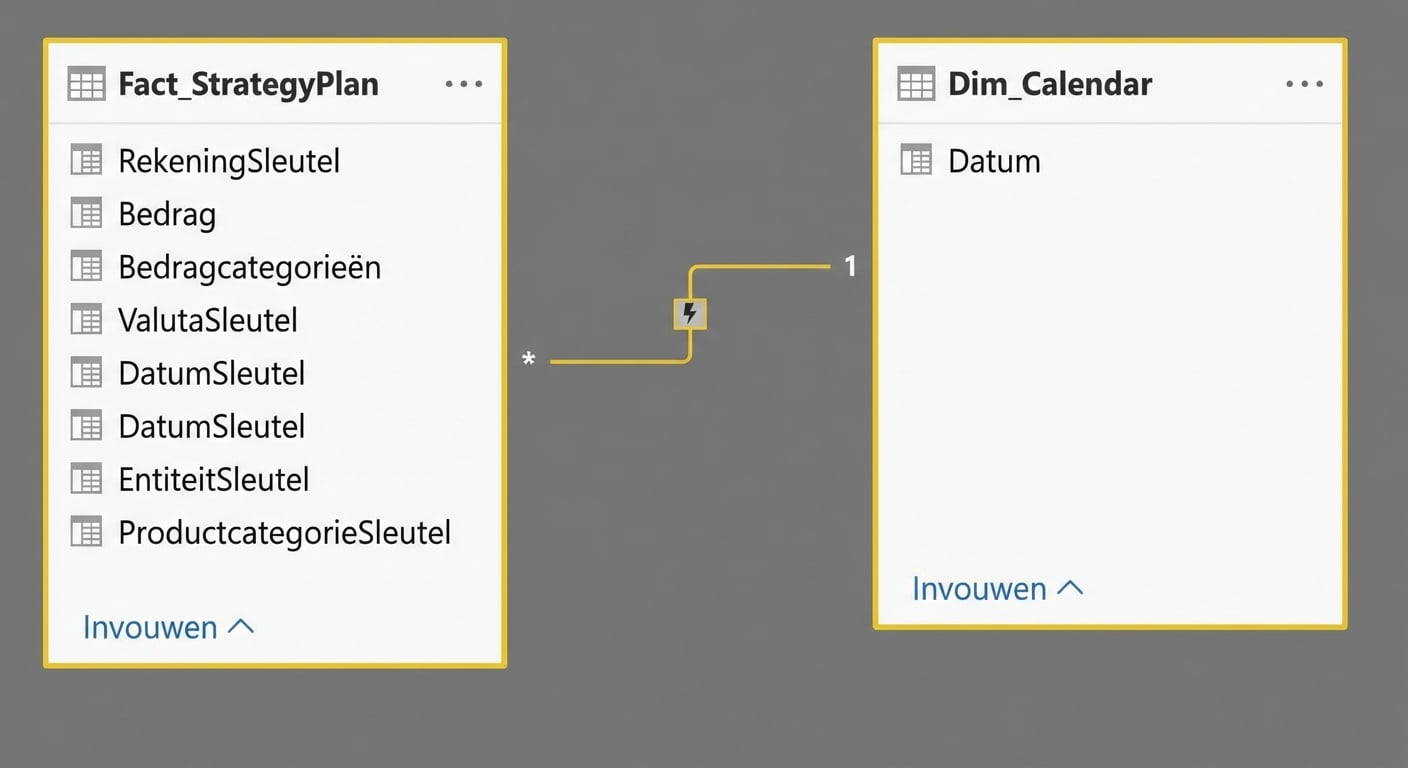 Eenvoudige relatie tussen facttabel en datumdimension-tabel