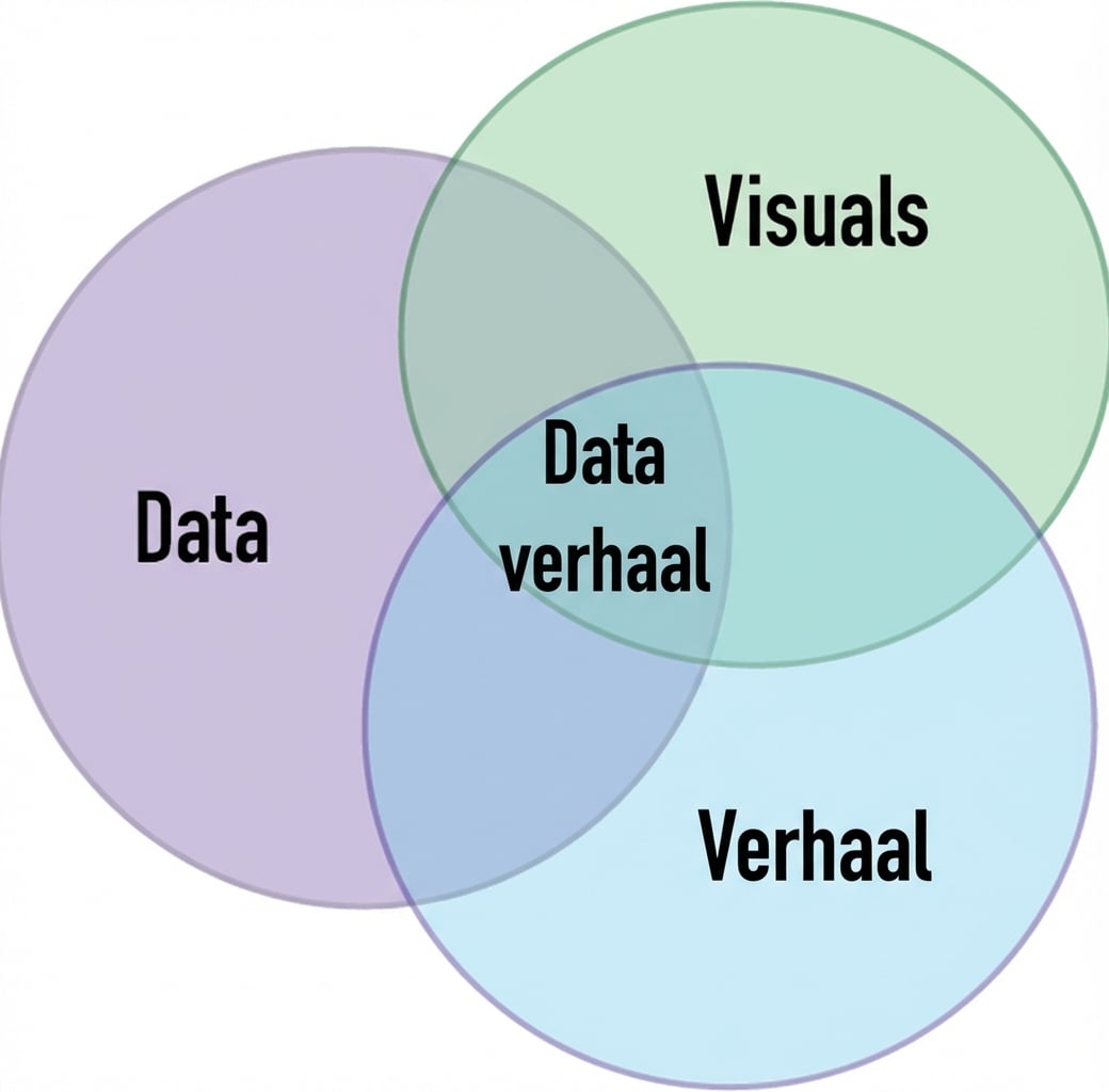 venndiagram met de woorden data, verhaal en visuals