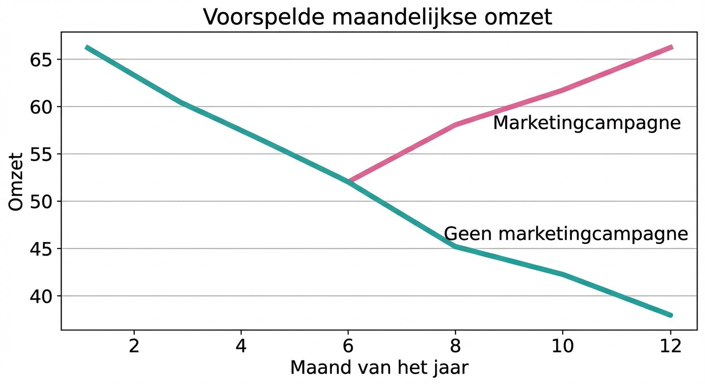Lijngrafiek met verloop van verkoop