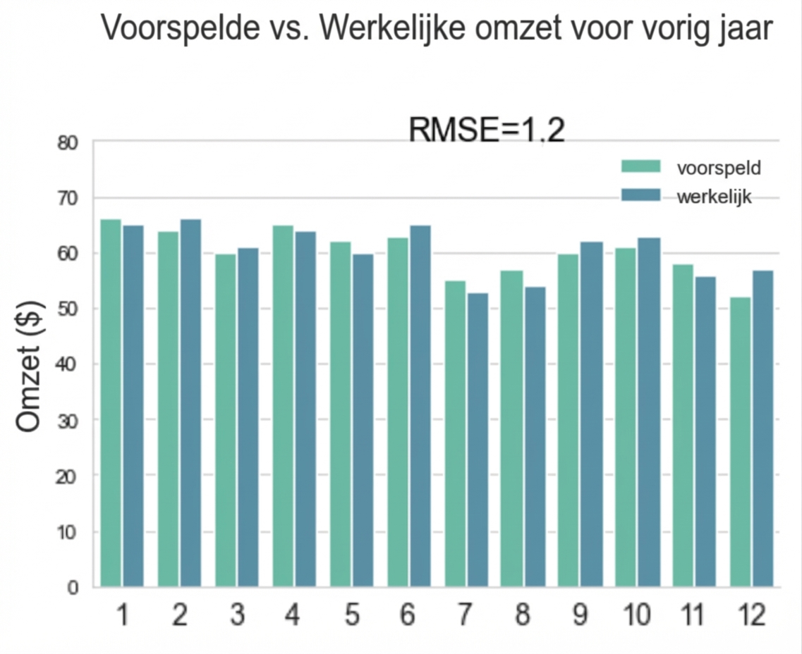 Staafdiagram met voorspelde vs. werkelijke waarden