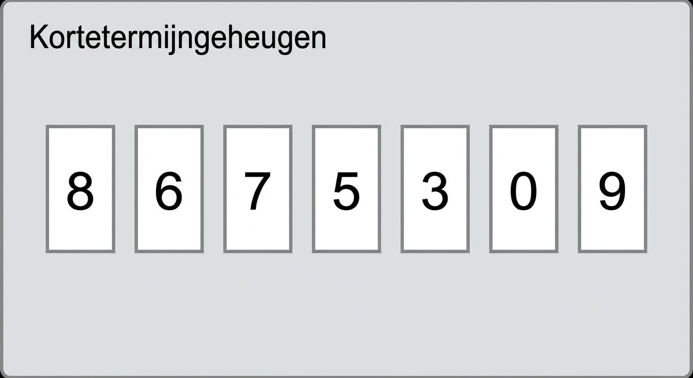 Mensen kunnen 7 (plus of min twee) items in het kortetermijngeheugen vasthouden
