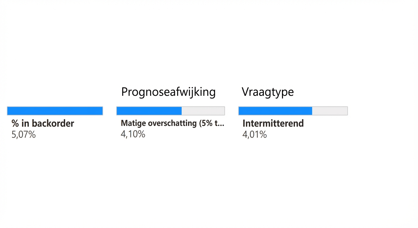 Een childnode van het tweede niveau, variabele Demand Type, met het bijbehorende percentage orders in backorder.