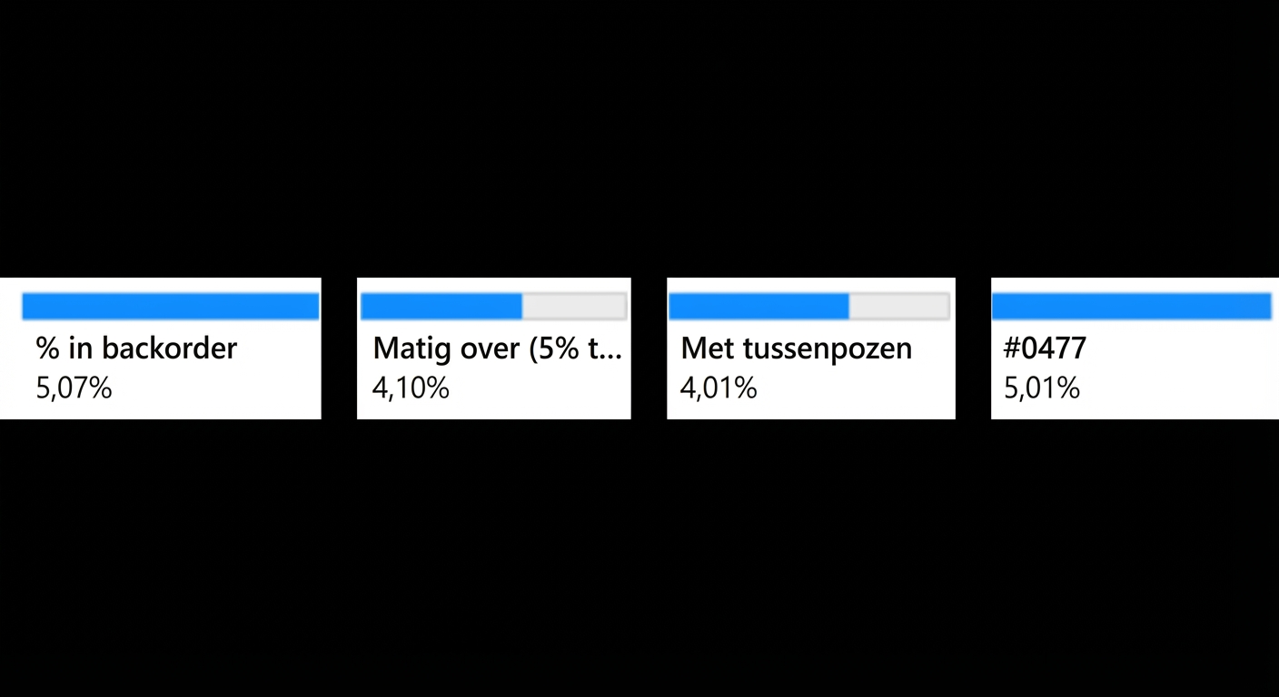Een childnode van het laatste niveau, variabele Plant, met het bijbehorende percentage orders in backorder.