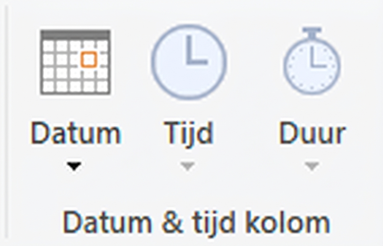 Een screenshot met de datumtransformatie-opties in Power Query