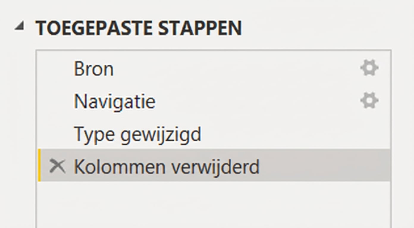 Een screenshot van het pictogram Close & Apply in Power Query, dat de editor sluit en transformaties toepast zodat we in PowerBI kunnen analyseren.