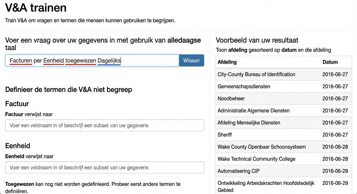 Nieuwe termen toevoegen via de functie Teach Q&A