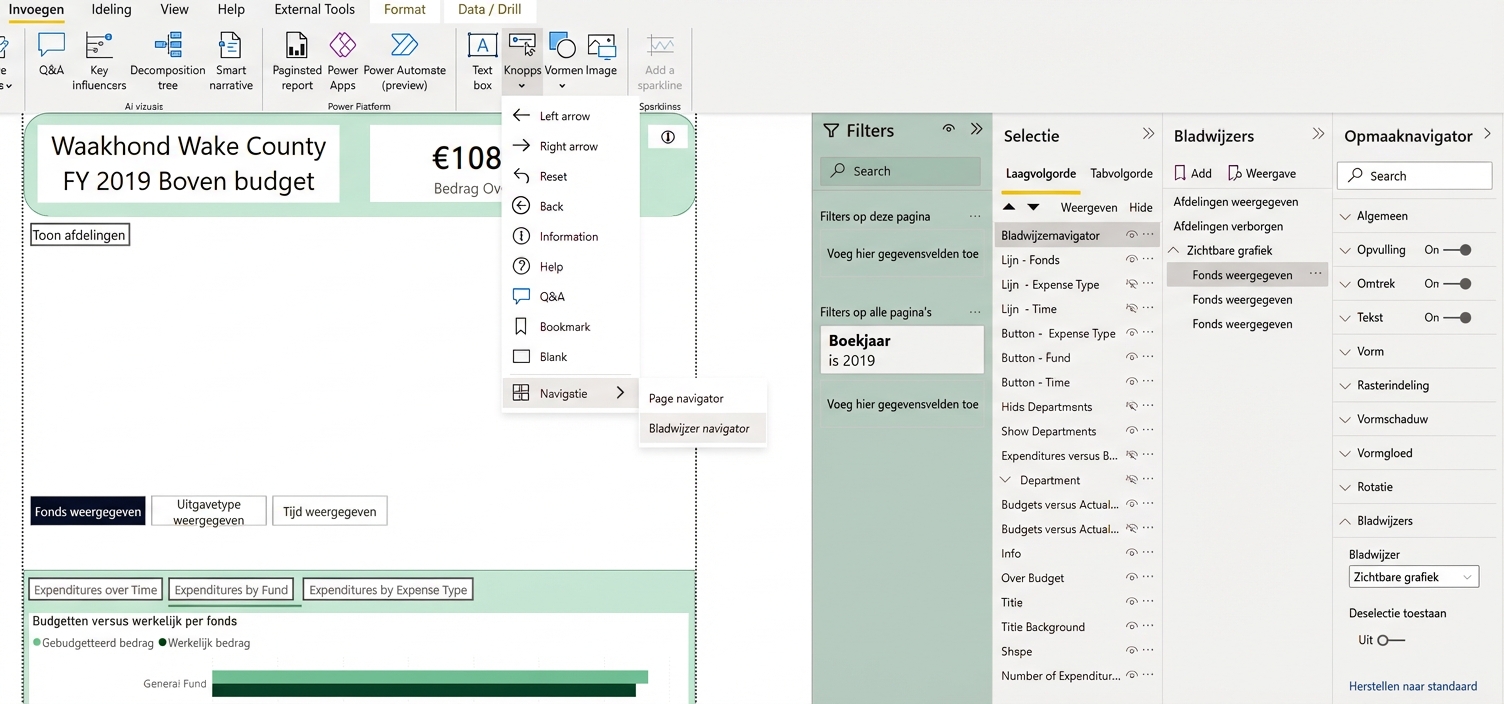 De bladwijzernavigator in actie