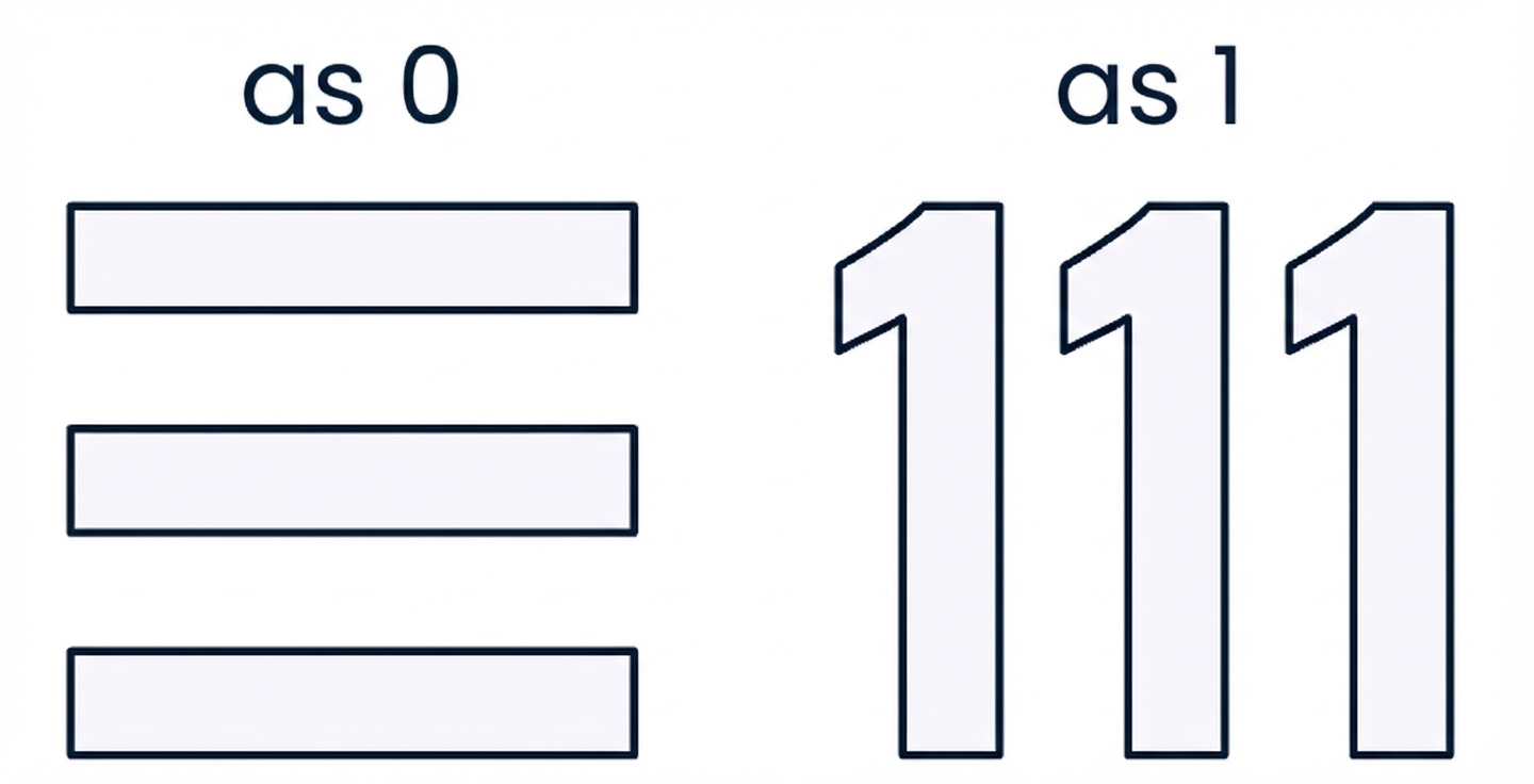 Grafiek die laat zien dat het cijfer één op een kolom lijkt