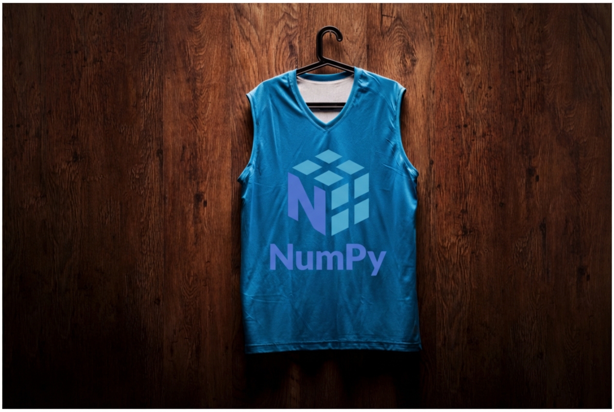 Een sportshirt met het NumPy-logo